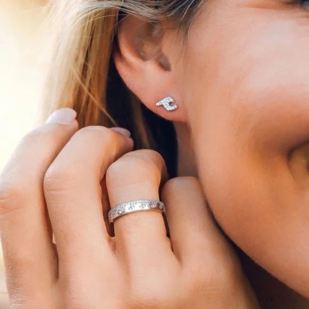 Pura Vida Crystal Wave Silver Earrings and Ring Set - Picture 2 of 5